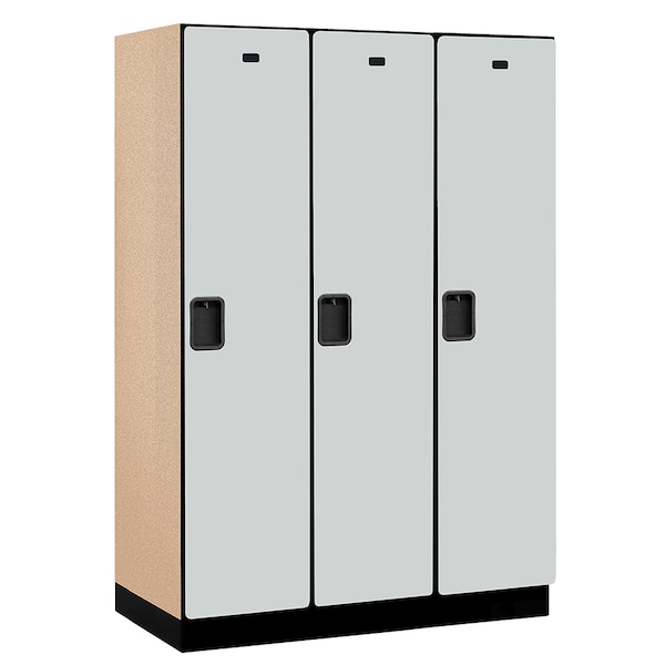 1 Tier Designer Locker, 54"Wx76"Hx21"D, 3 Door, Gray